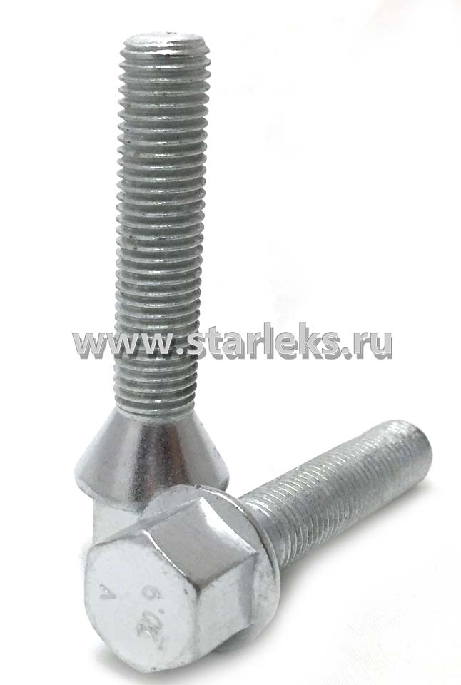 Болт колёсный М12x1.25x50 цинк конус, ключ 17